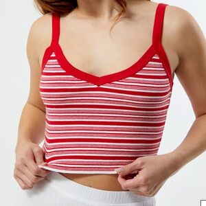 LA hearts Astrid cropped striped sweater tank top Ladies size small Red white